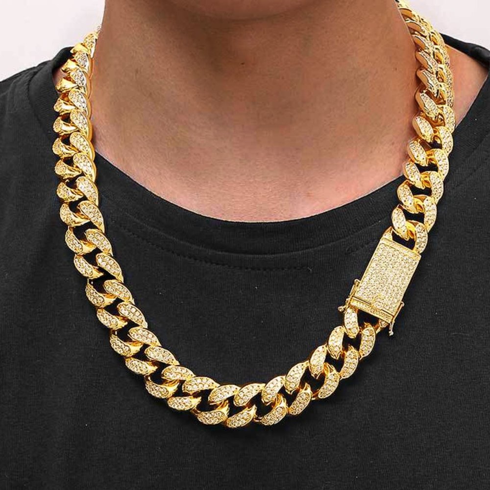 Iced out 2 row Cuban link chain